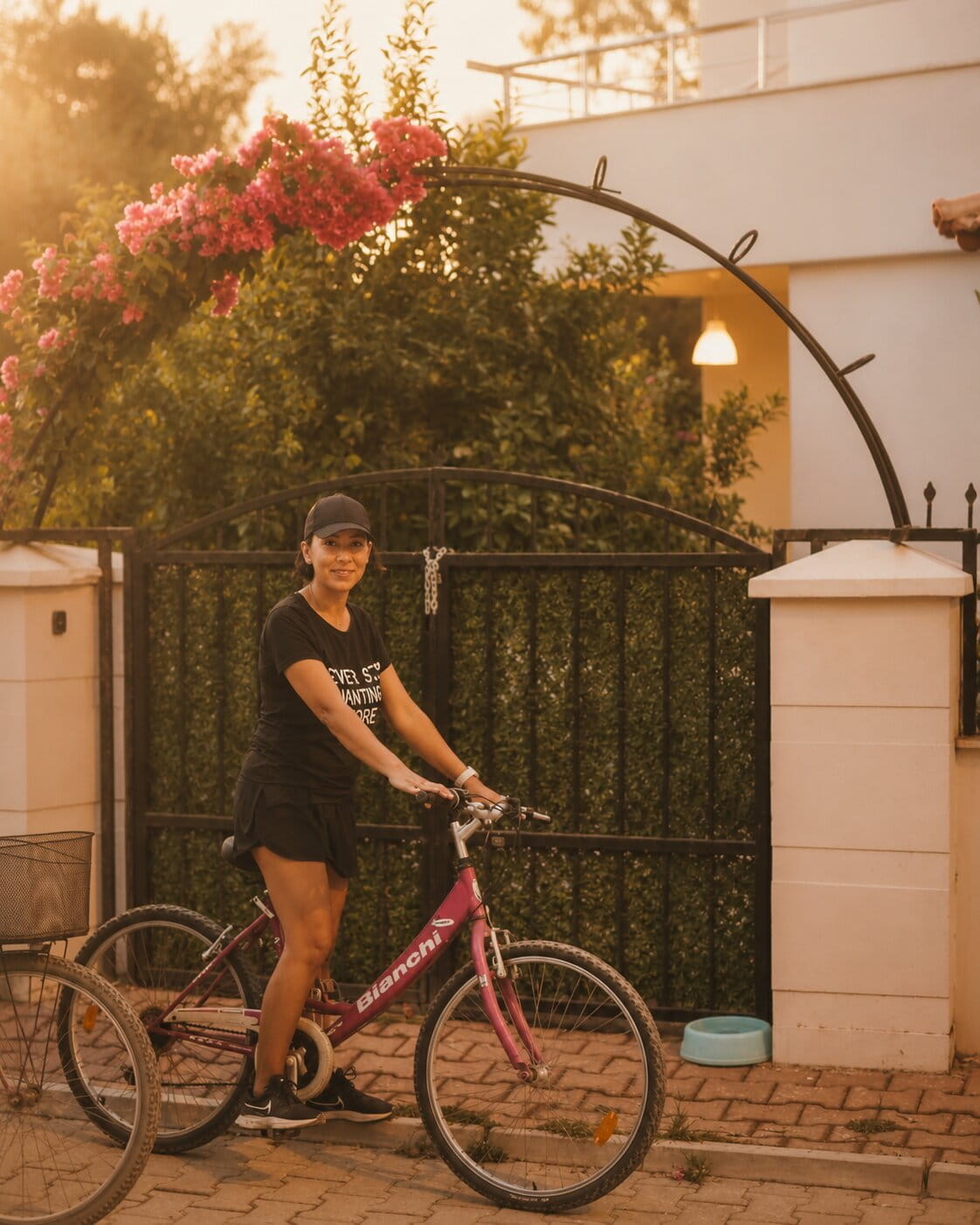 Roza riding her bike