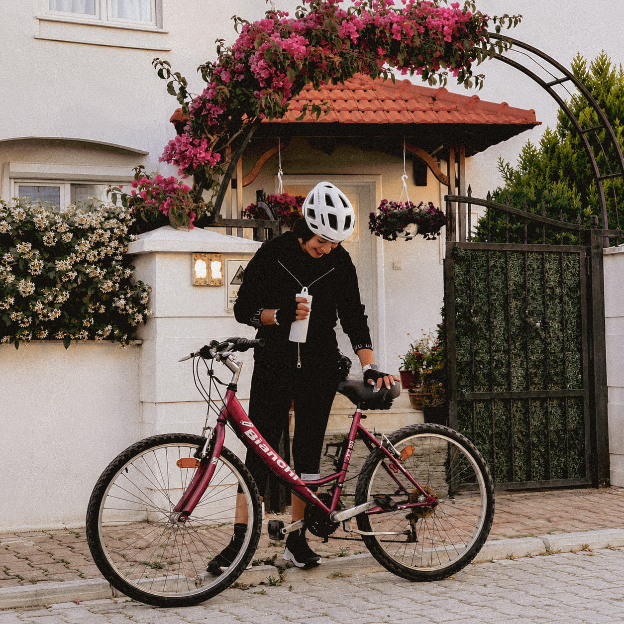 Roza with her bike